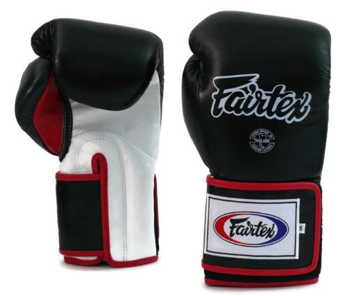 Fairtex Boxing gloves BGV5 - Super Sparring Gloves, Black/White Color. Size: 12 14 16 oz. Sparring gloves for Kick Boxing, Muay Thai, MMA